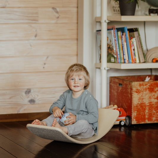 Wooden Balance Board With Grey Felt