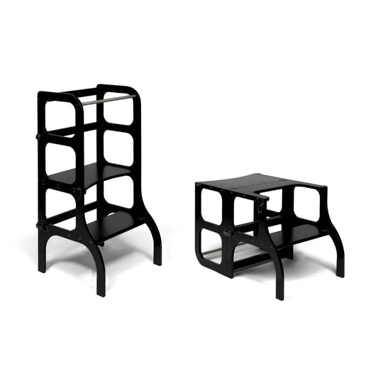 STEP'n'SIT® Convertible 2-in-1 Helper Tower/Table With Support Legs - Black