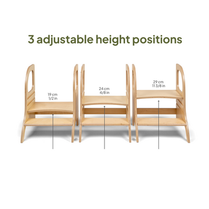 MIIMO® Adjustable Height Step Stool - Natural Wood