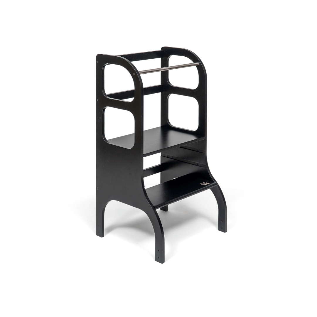 STEP UP Adjustable Height Helper Tower With Support Legs - Black