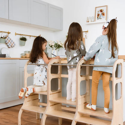 STEP UP Adjustable Height Helper Tower - Natural Wood