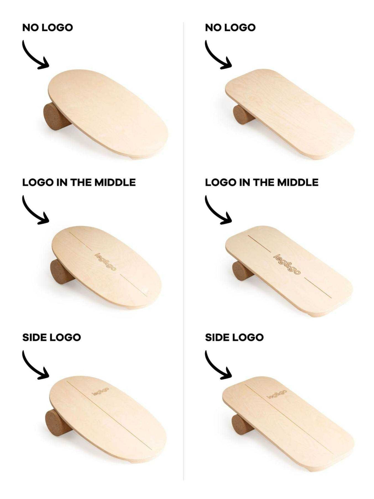 Rectangular Balance Board With Exercise Roll - Side Logo