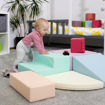Soft Play 5 Foam Block Set - Light Pastel Corner Climber