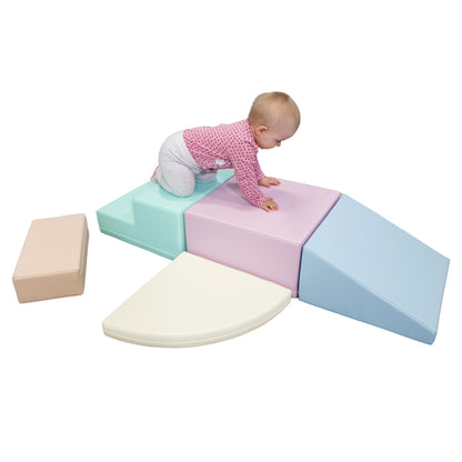 Soft Play 5 Foam Block Set - Light Pastel Corner Climber
