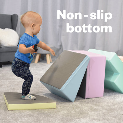 Soft Play 5 Foam Block Set - Light Pastel Corner Climber