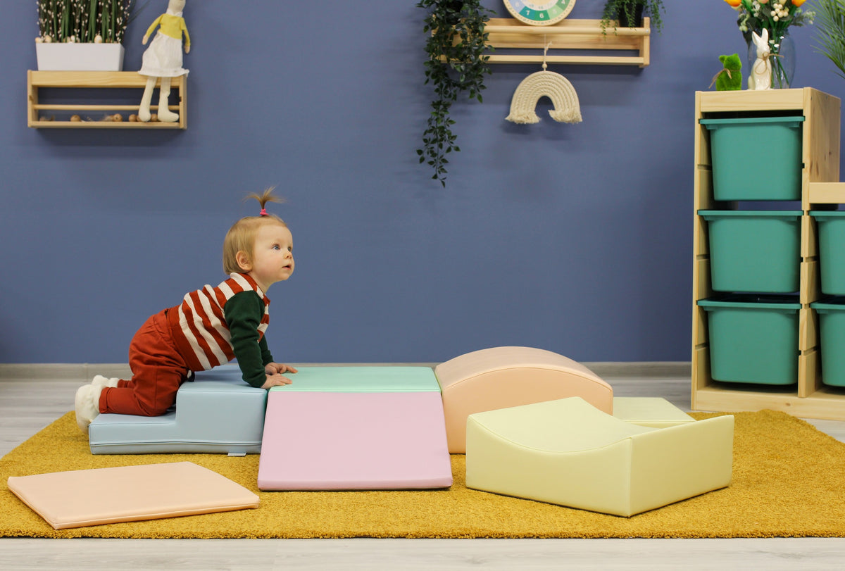 Soft Play 7 Foam Block Set - Light Pastel Little Crawler
