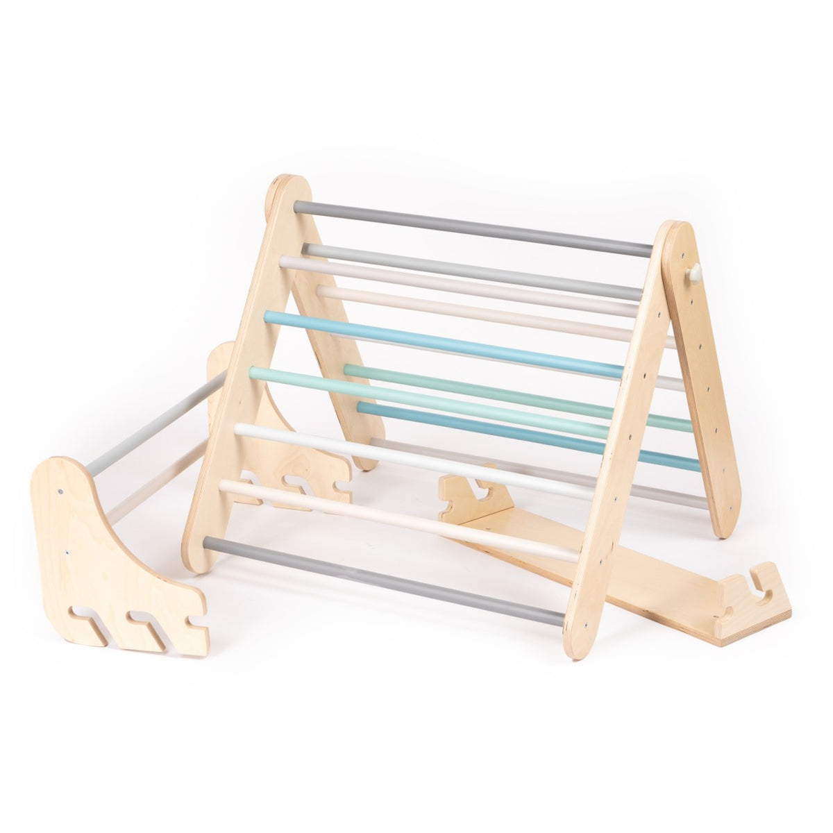 Pikler Triangle Climber with Swedish Wall Add-On (Ages 6m–7y) - Pastel