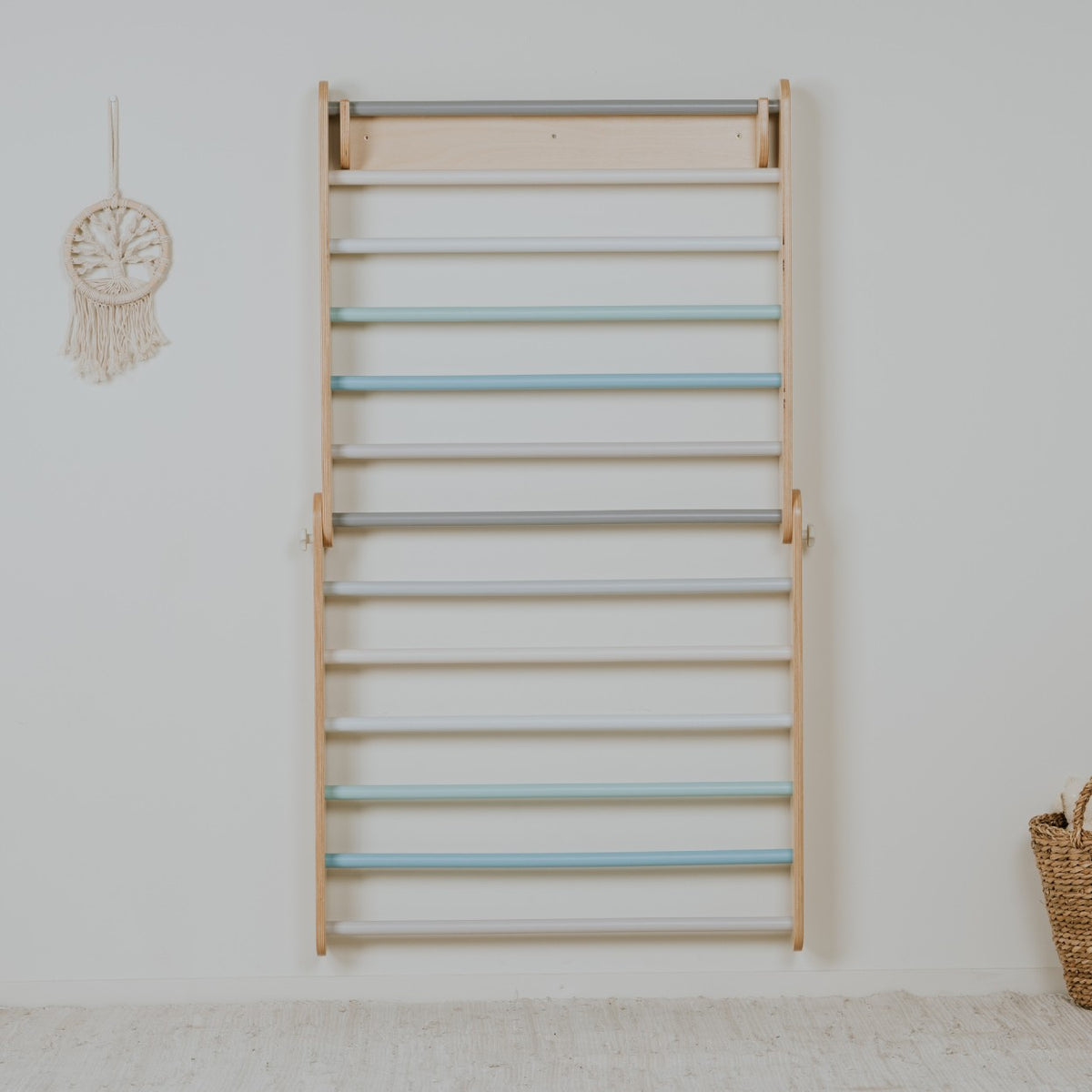 Pikler Triangle Climber with Swedish Wall Add-On (Ages 6m–7y) - Pastel