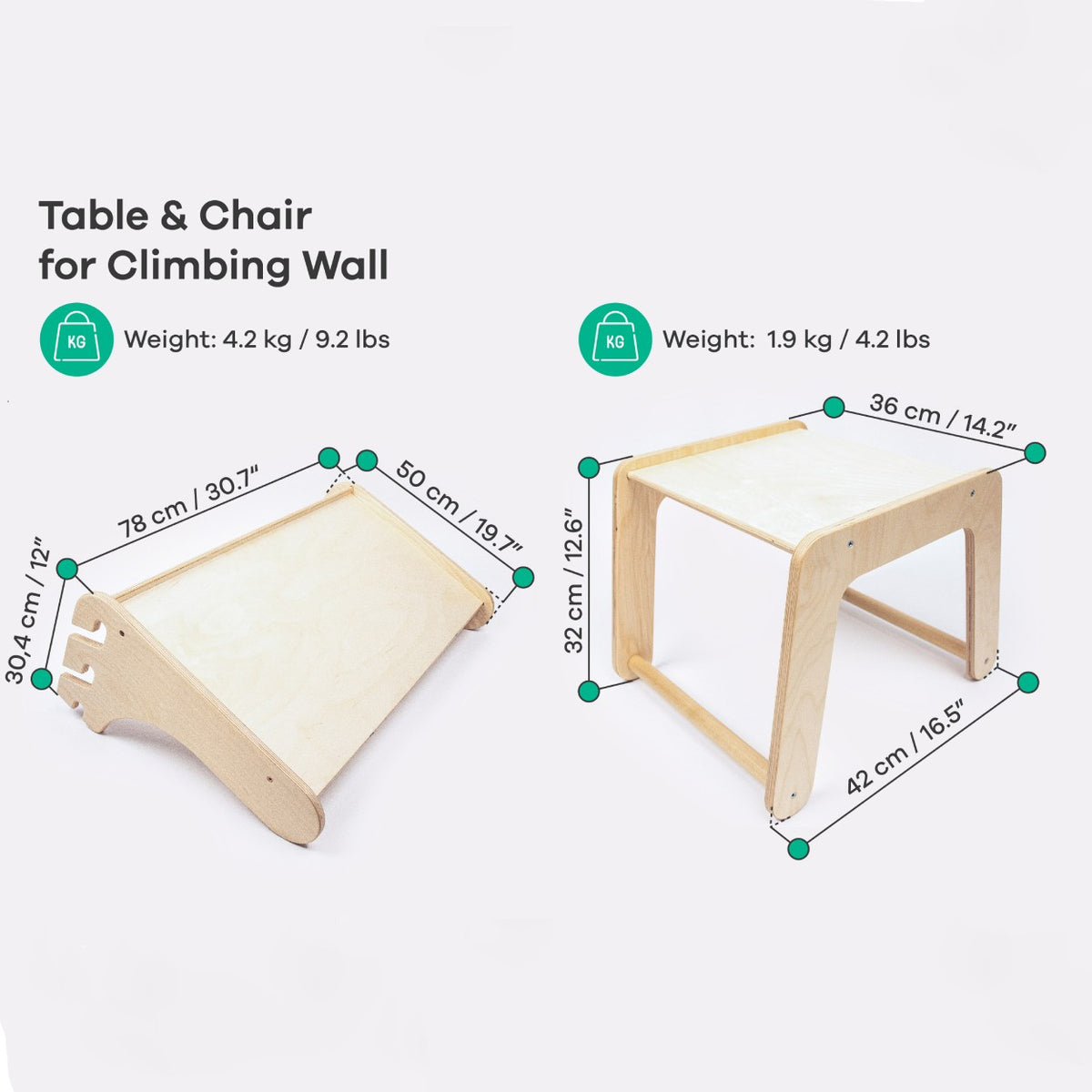Table and Chair for the leg&go Swedish Wall