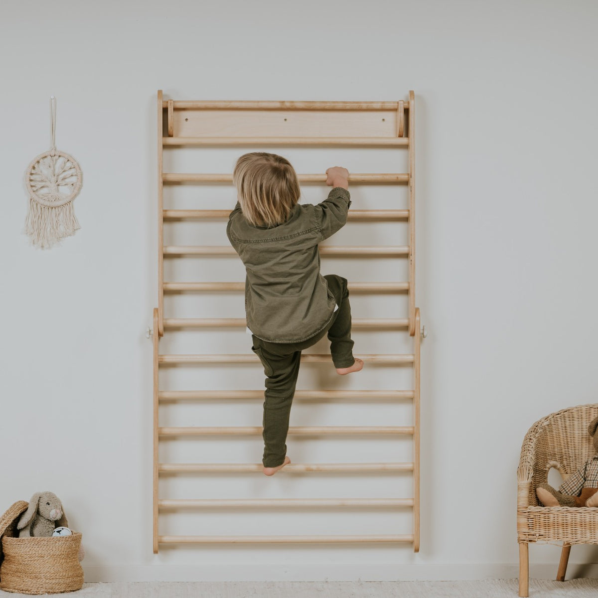 Pikler Triangle Climber with Swedish Wall Add-On (Ages 6m–7y)